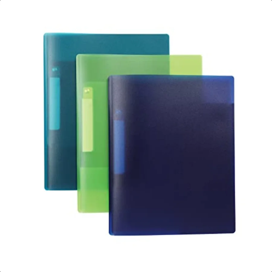

Report Cover 3 Pack Swing Clip 2 Pockets Panel for Sticky Note Reminders Assorted Colors: Green Teal Blue 86366