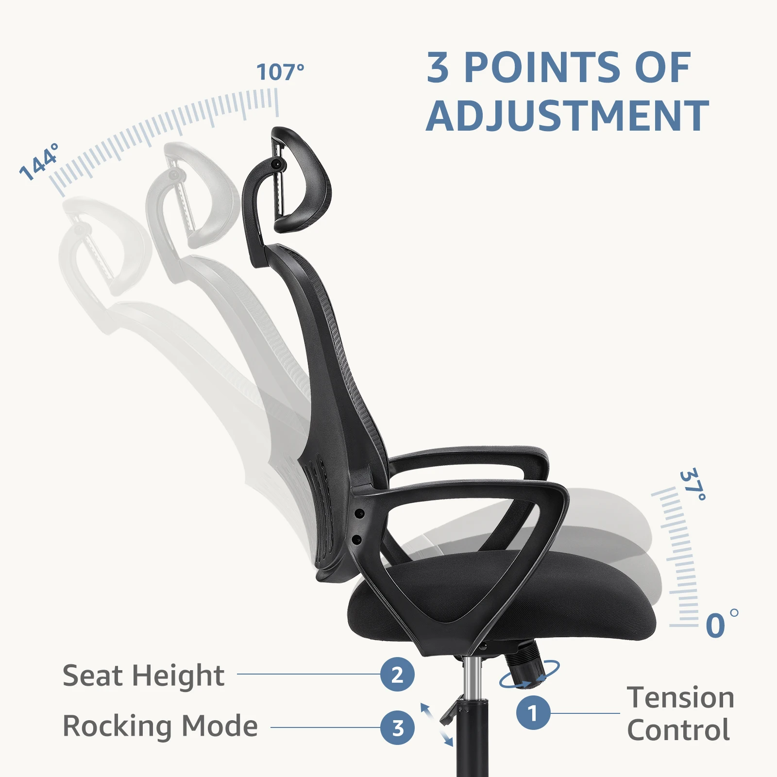 Pop Ergonomic Mesh Fixed Armrest Living Room Rocking Gaming Chair Adjustable Headrests Comfortable Lumbar Support For Home