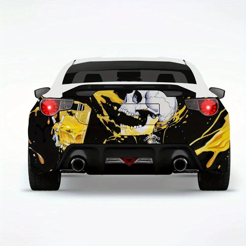 

Автомобильная наклейка Crazy Skull Party, виниловая наклейка на заднюю часть автомобиля, водонепроницаемые самоклеящиеся виниловые наклейки для хвоста и бампера автомобиля, декабрь