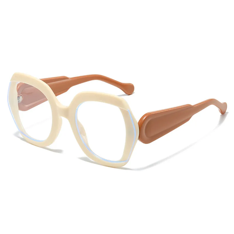 Unique large frame with irregular shape, wide legs, fashionable decorative glasses, for both men and women, the same style