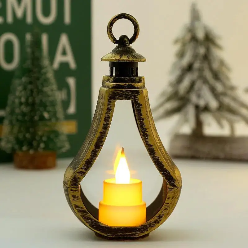 Vintage LED Candle Lantern Atmosphere Lamp Flameless Flickering Night Lights Electronic Candle Lantern For Christmas Home Decor