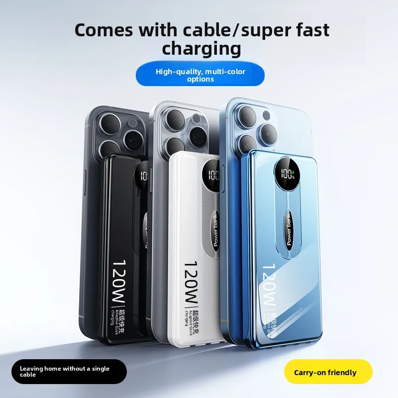 

Общий встроенный кабель большой емкости 20000 мАч, сверхбыстрая зарядка, аккумулятор 66 Вт, новый трансграничный мобильный источник питания