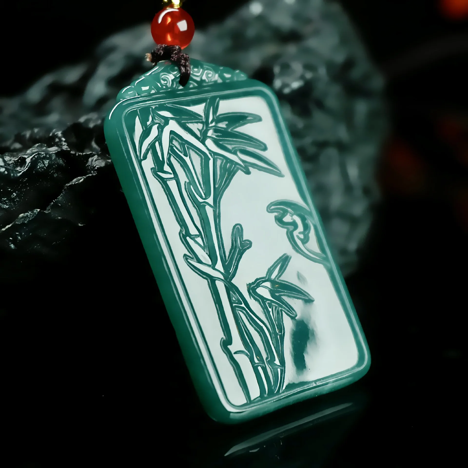 Xingyu Natürliche Burma-Jade-Perlen, Bambus-Wushi-Marke, Jade-Anhänger, Schmuck, der immer höher steigt – Detail 4