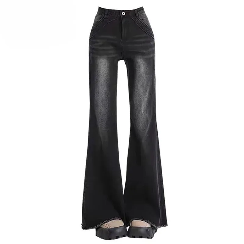 

Женские джинсы Bootcut, высокие, разнообразные, повседневные, женские, модные, отбеленные, с градиентом, для ног, с удлиненным бантом, до щиколотки, для тонких девочек