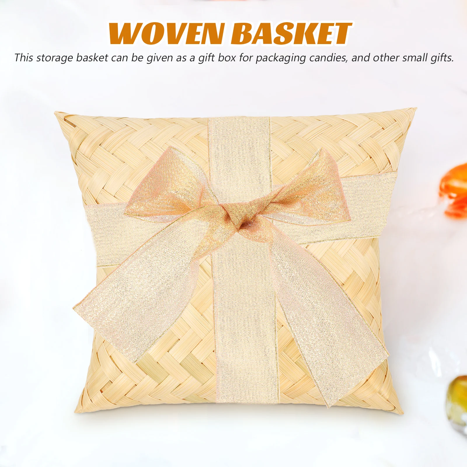 

Bamboo Woven Basket Storage Organizer for Home Desktop Fruit Snacks Bread Sundries Pastoral Style Decorative Shelf Bin