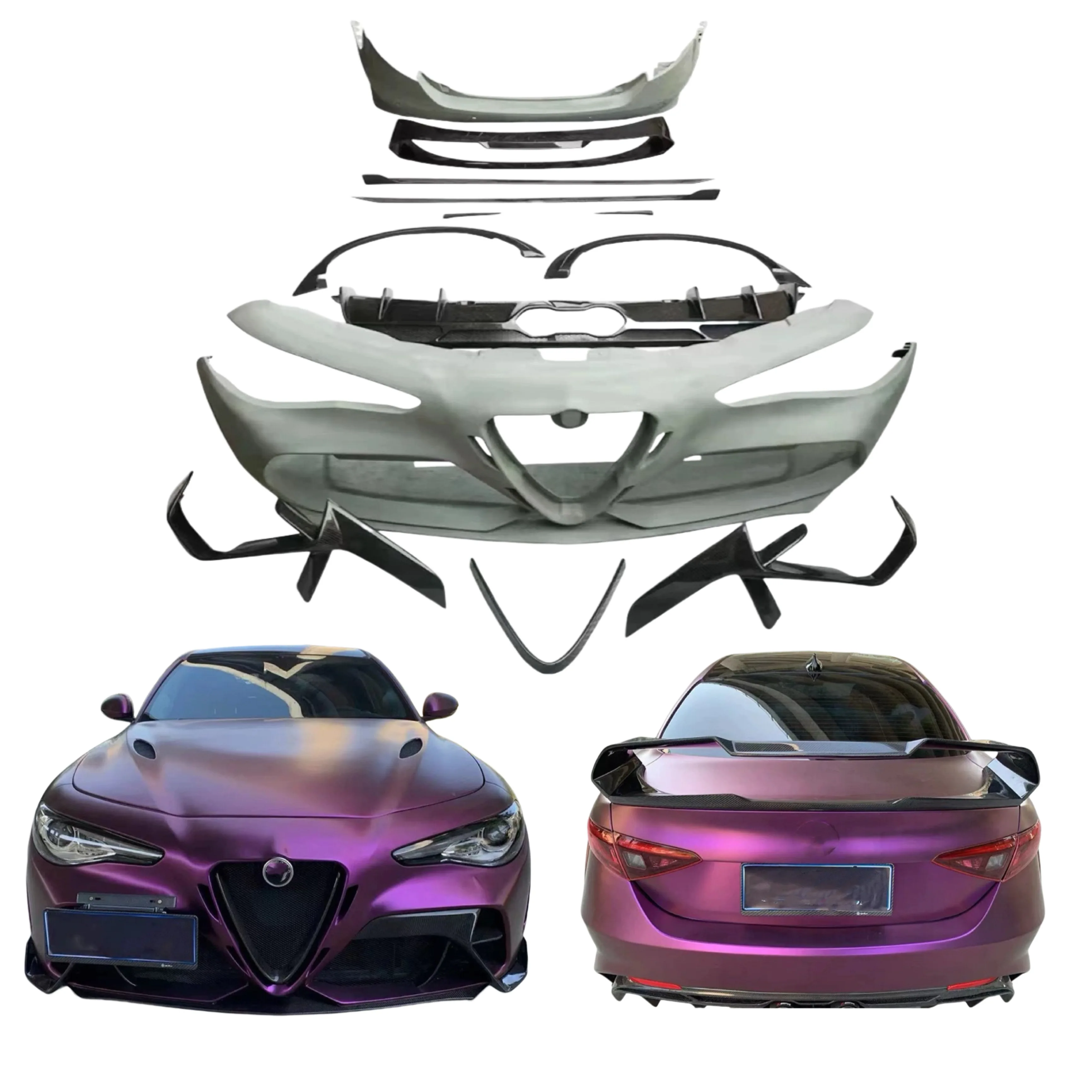 

GTAM Style Body Kit for Alfa Romeo Giulia Front Rear Bumper Rear Diffuser Side Skirt Body Kit