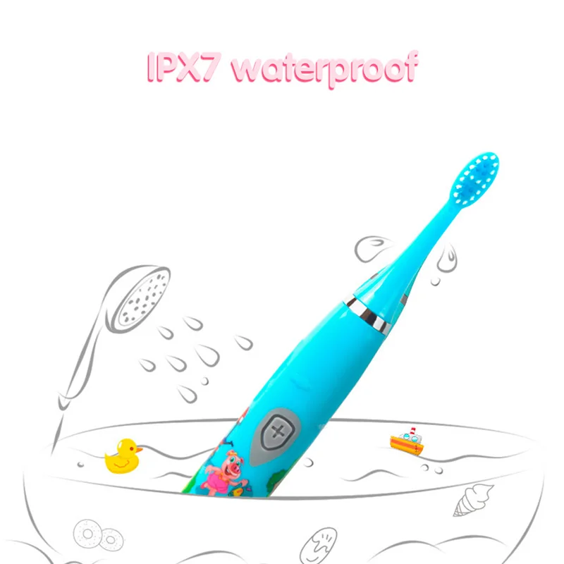 Children Sonic Electric Toothbrush Colorful Cartoon For Kids USB Rechargeable Soft  Automatic Waterproof With Replacement Head