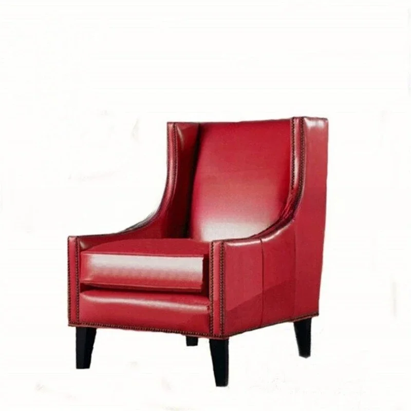 

American leather high back, tiger chair, living room leather soft bag sofa chair, casual reception single chair
