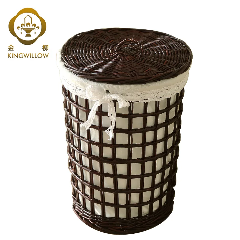 Hot pot shop clothes storage basket woven frame bathroom dirty clothes basket rattan basket with lid laundry bucket