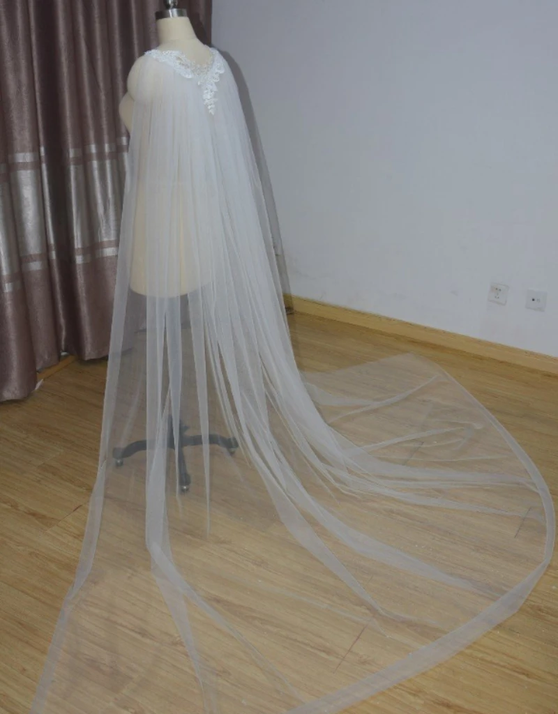 Lvory velo de tul para novia, capa de encaje, bolero, accesorios de boda, tamaño personalizado, color blanco