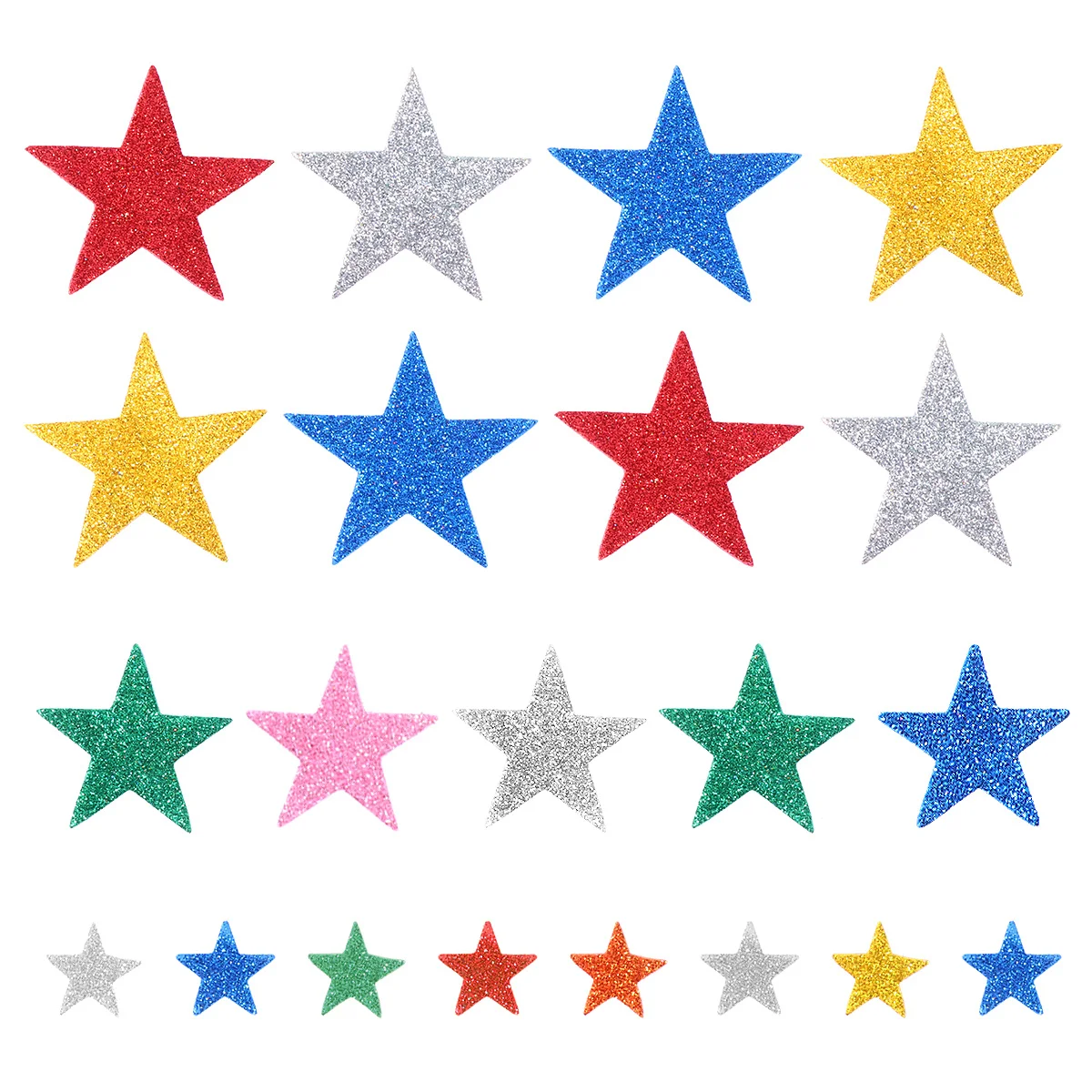 

100Pcs Shiny Star Stickers Self Stick Glitter Foam Sticker for Greeting Cards Scrapbooking Activities Teaching Aids Reward