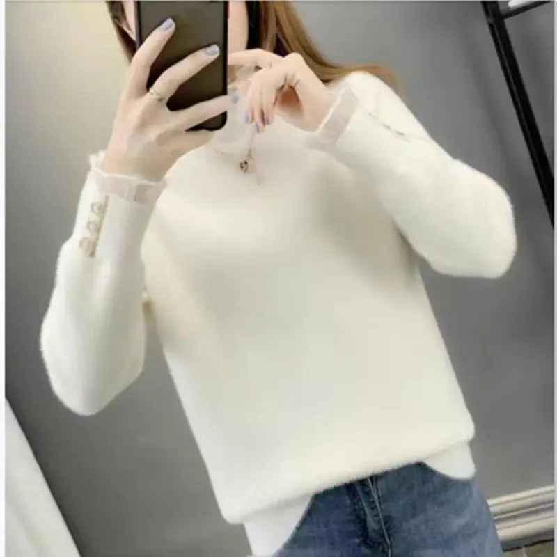 

Soild women pullover female antumn and winter sweater 2023 warm slim long sleeve o neck sweater casual pullover clothing