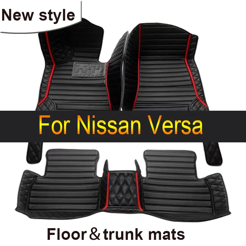 Custom Automotive Car Floor Mats For Nissan Versa 2011 2012 2013 2014 2015 Auto Luxury Leather Men Women Car Mats Full Coverage