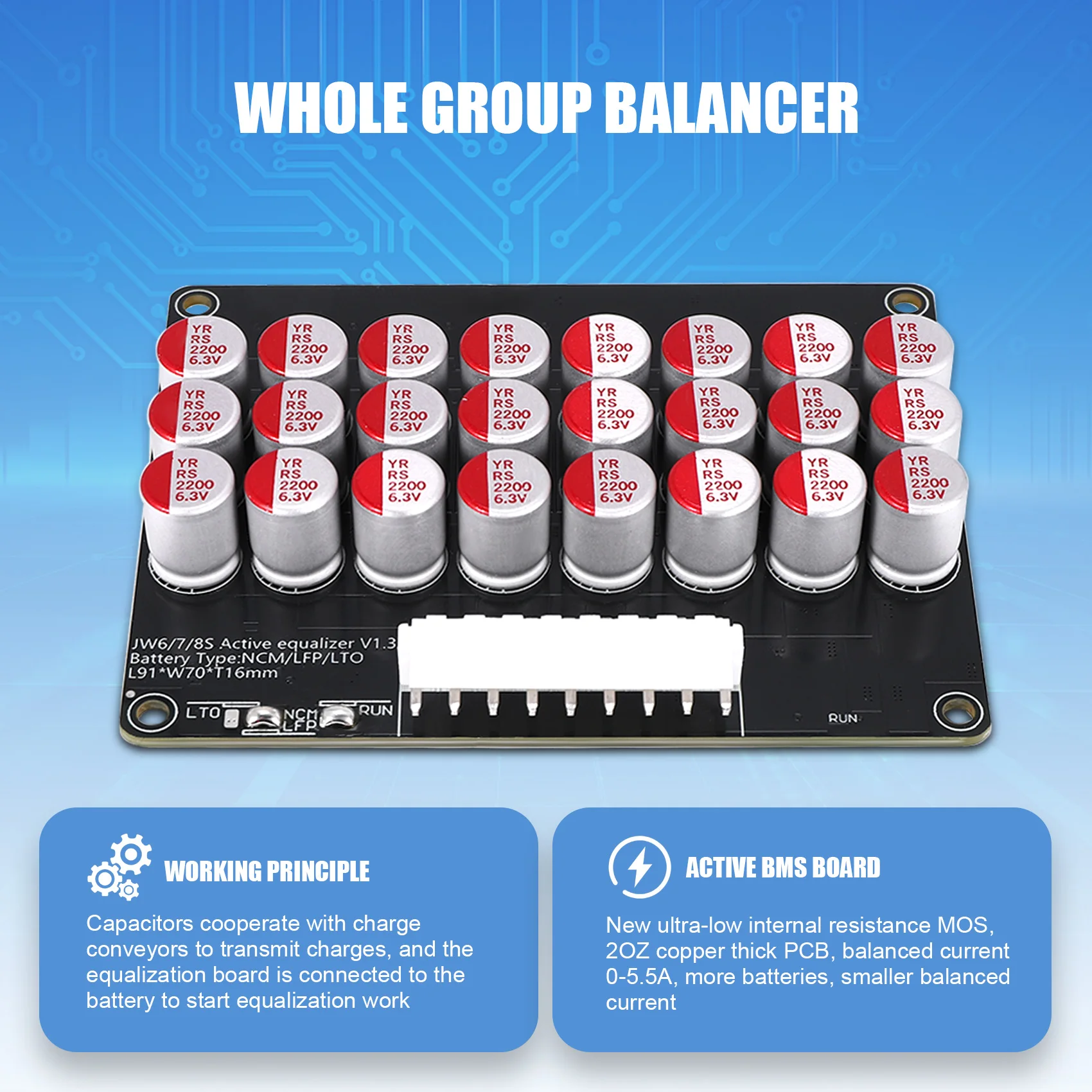 Hele Groep Balancer 8S 5a Actieve Lithium Lipo Lifepo4 Batterij Equalizer Energieoverdracht Condensator Bms Board