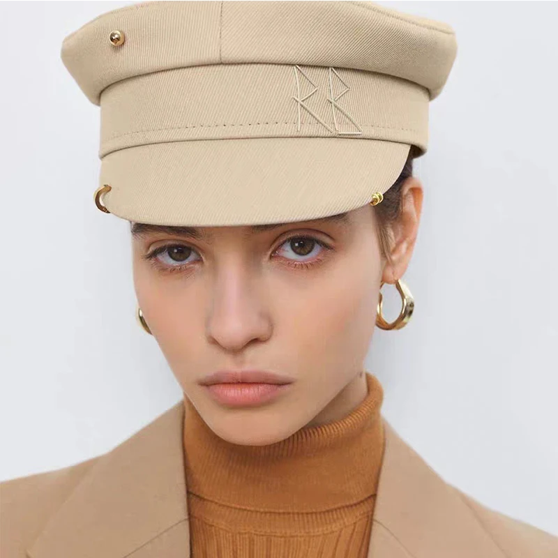 New Brand Designer Newsboy Cap Earrings Women Sun hat Letter Military Cap Visor Outdoor Unisex