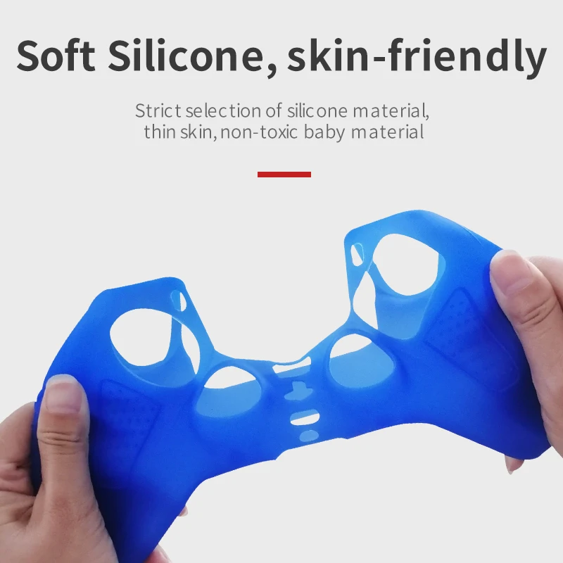 For PS5 Silicone Protective Case - Solid Color Silicone Cover Wireless Anti-Slip Soft Rubber Case Controller Anti-Slip Shell