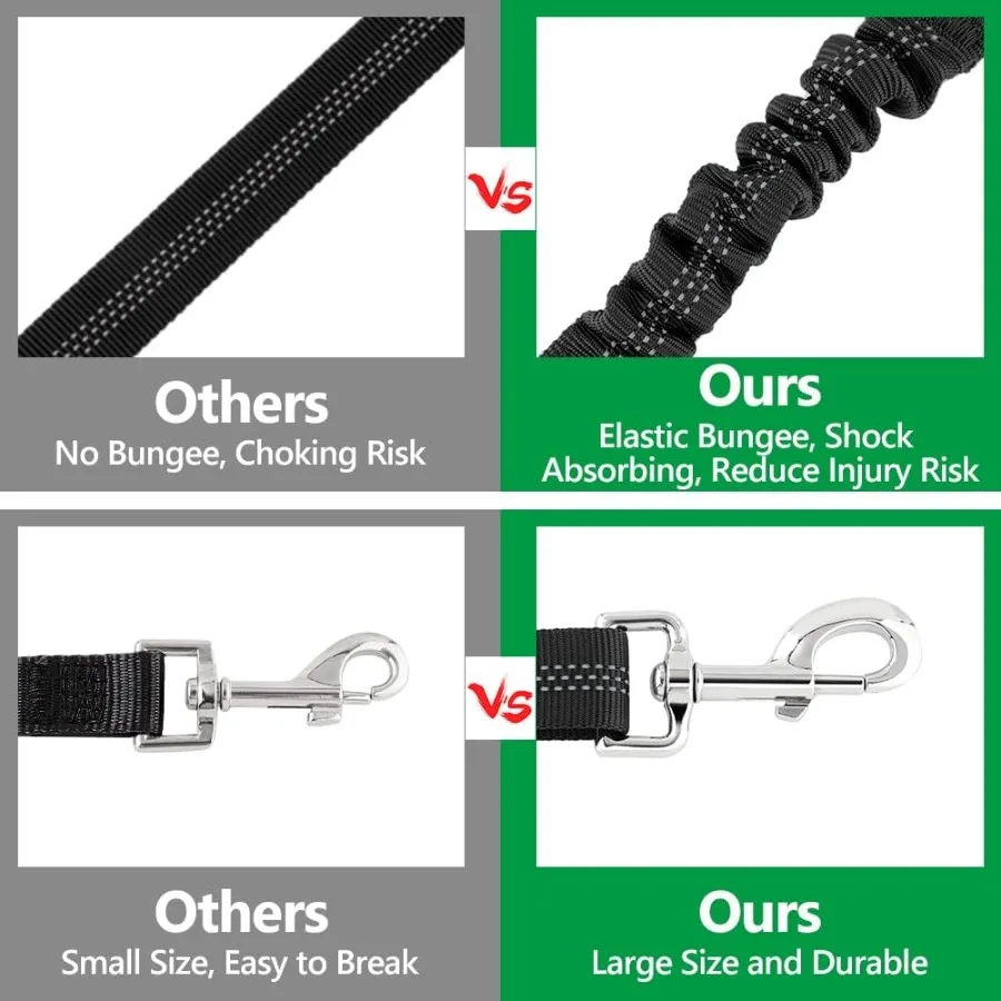حزام مقعد الكلب لمسند رأس السيارة عاكس وقابل للتعديل مع بنجي مرن لحزام أمان السيارة