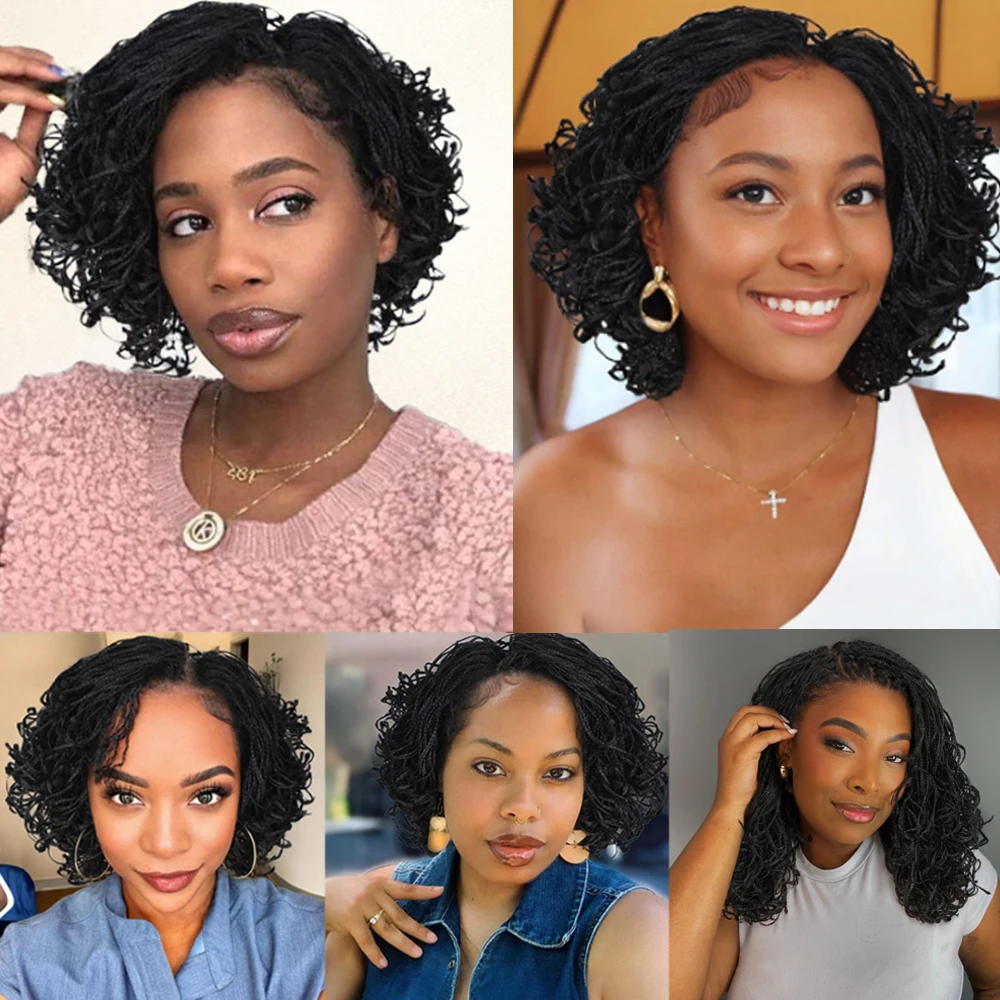 Caixa de torção encaracolado curto trançado perucas para mulheres sintético trançado perucas completas do laço com cabelo do bebê pronto para usar peruca trançada sem cola