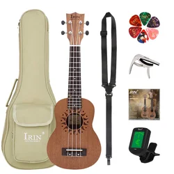 IRIN 21 Inch Ukulele 4 Strings Hawaiian Guitar Sapele Guitarra Sun Flower Ukulele With Bag Tuner Strings Capo Parts & Accessory