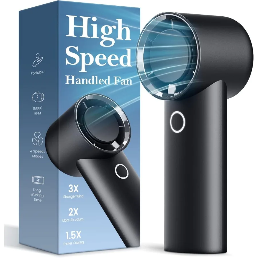 

200 Adjustable Speed Portable Handheld Fan, 5000mAh Turbo Mini Fan for Personal Cooling, 3H Fast Charge Small Travel Fan with L
