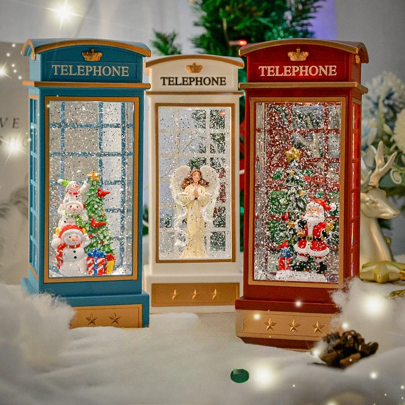 

Light music snow phone booth water lamp