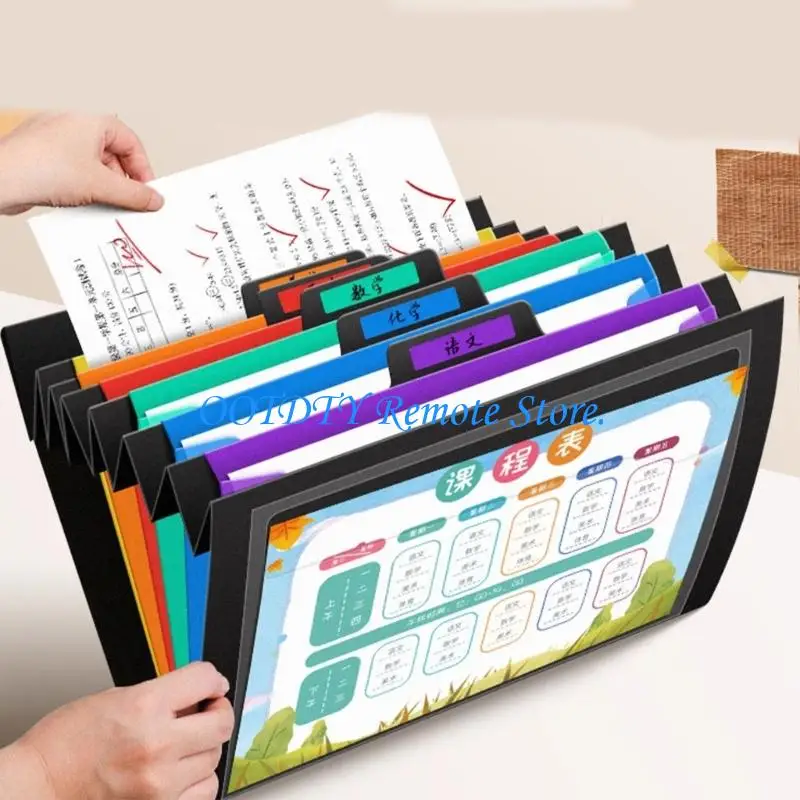 

6 Pocket Folding File Organiser Letter Size Document Organiser High Capacity Expandable File Bag for School Office