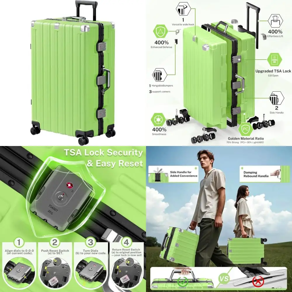 

Легкий 28-дюймовый чемодан с алюминиевой рамой с замком TSA, вращающимися колесами, твердым корпусом и без молнии для проверенного багажа