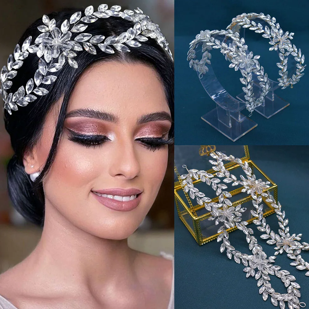 

DZ002 Fashion Bridal Headpiece Woman Headdress Shiny Rhinestone Headband Pageant Hair Ornament Bride Wedding Hair Accessories