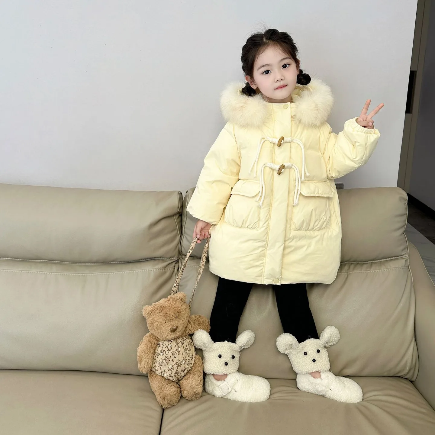 Childrens Clothing Girls Korean Jacket 2024 Winter New Childrens Hooded Jacket Loose Top Trend