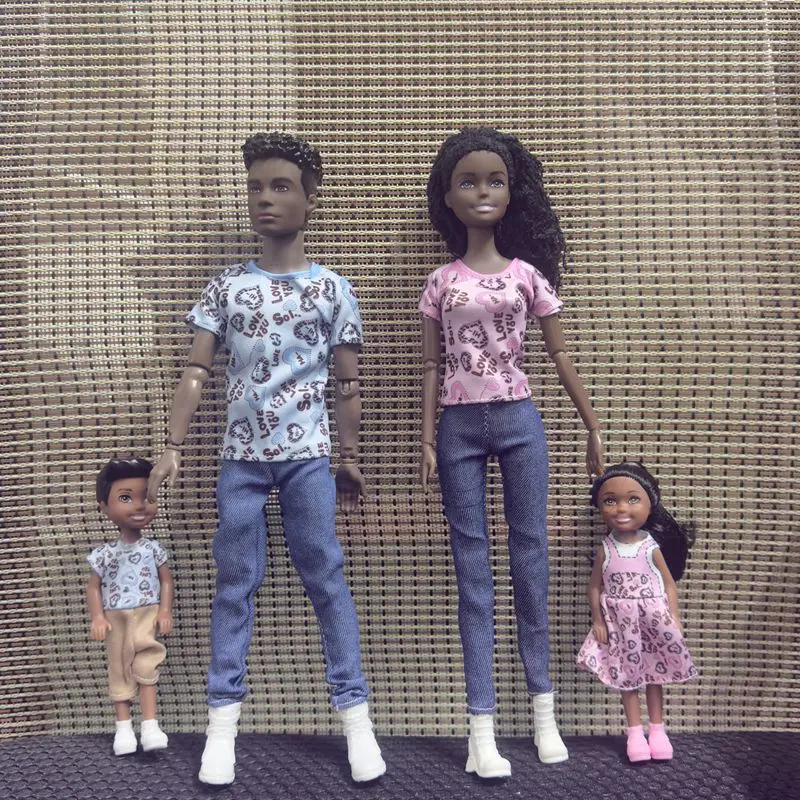 Ensemble de poupées noires pour enfants, jouets pour enfants, Instrument de musique, papa, mère, sœur, frère, jeu, figurines africaines pour enfants, nouvelle collection