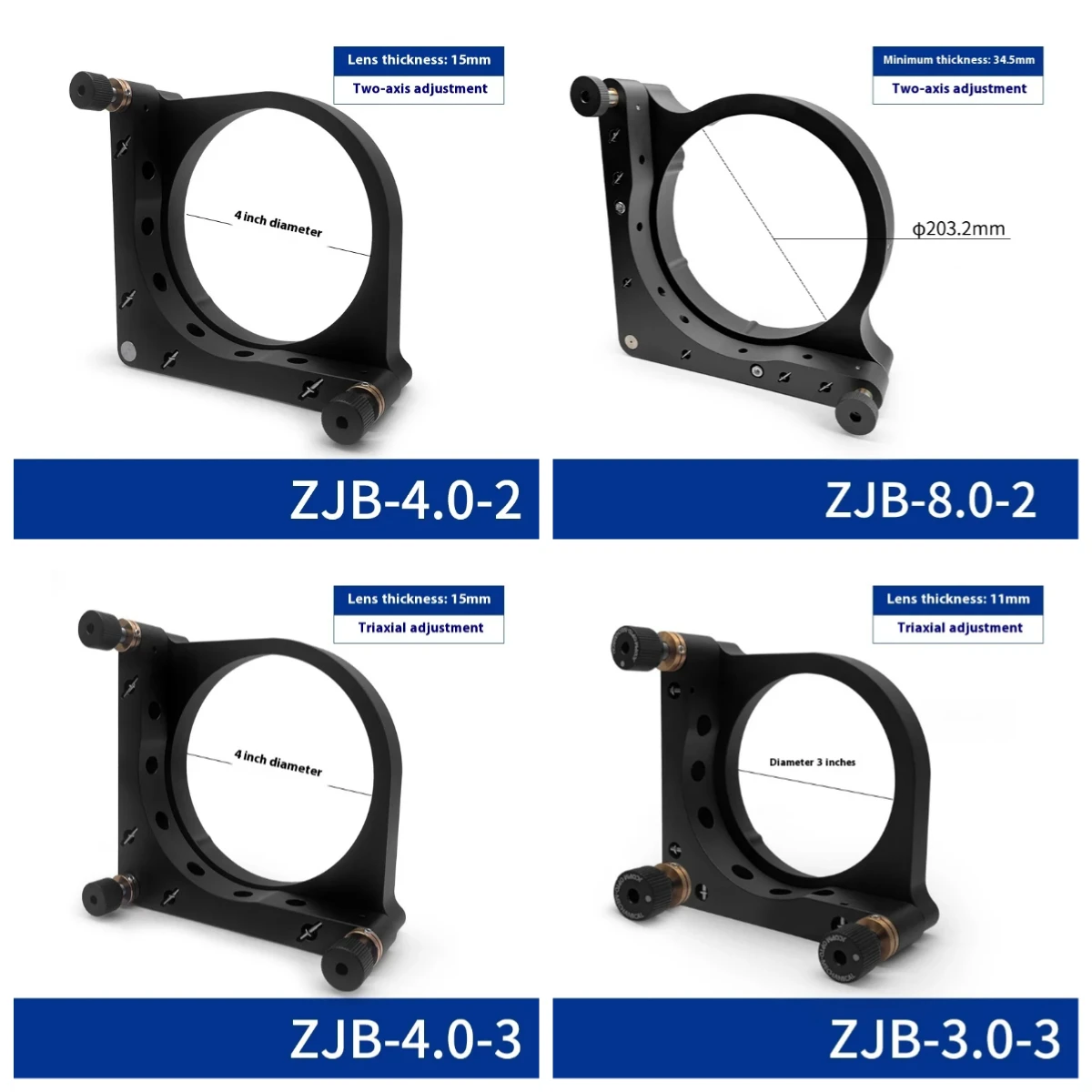 Three Axis Adjustable Optical Bracket Side Locking Screw 5‑8 Inch Lens Adjustment Frame Microscope Accessory