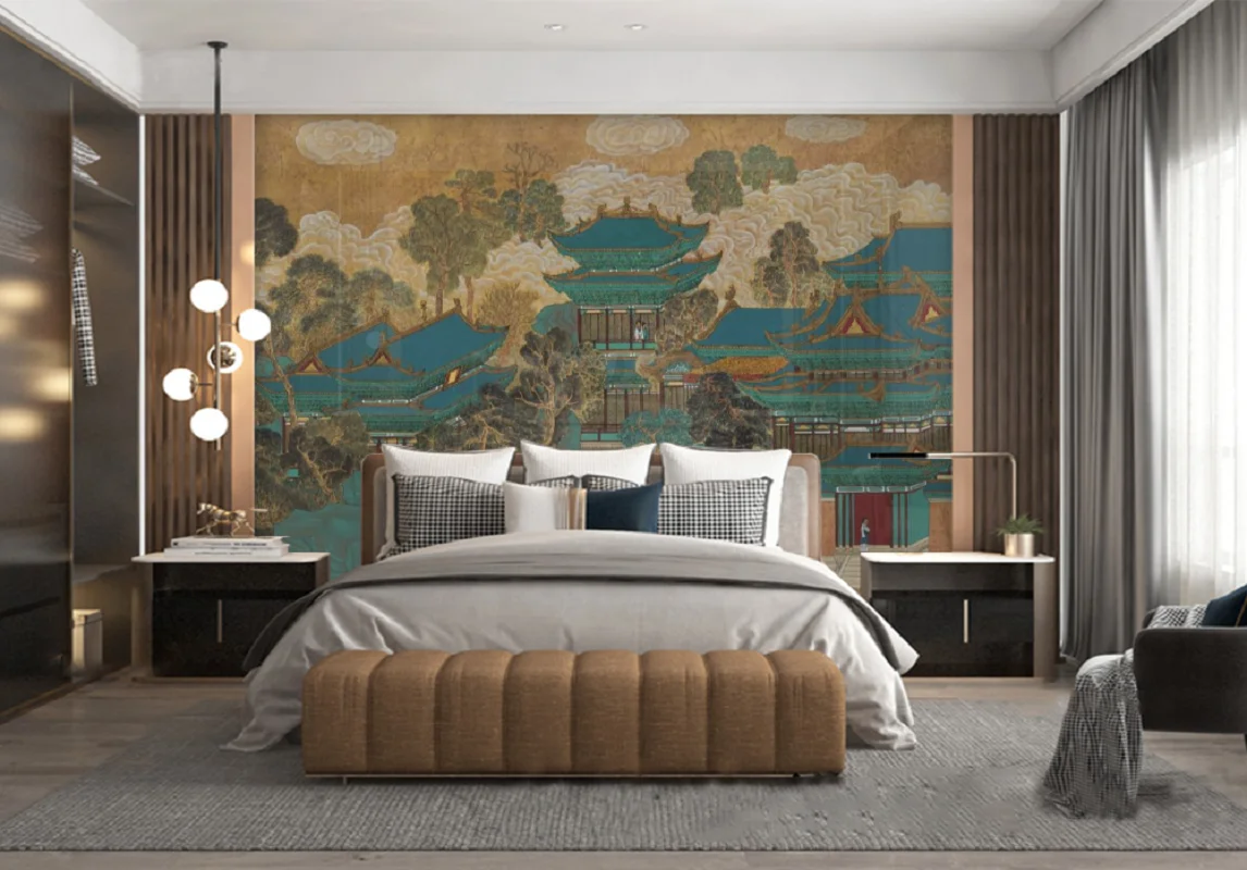 

Customized 3D Wallpaper Mural New Chinoiserie Ancient Building Classical Landscape Living Room Bedroom Background Decorative Wallpaper