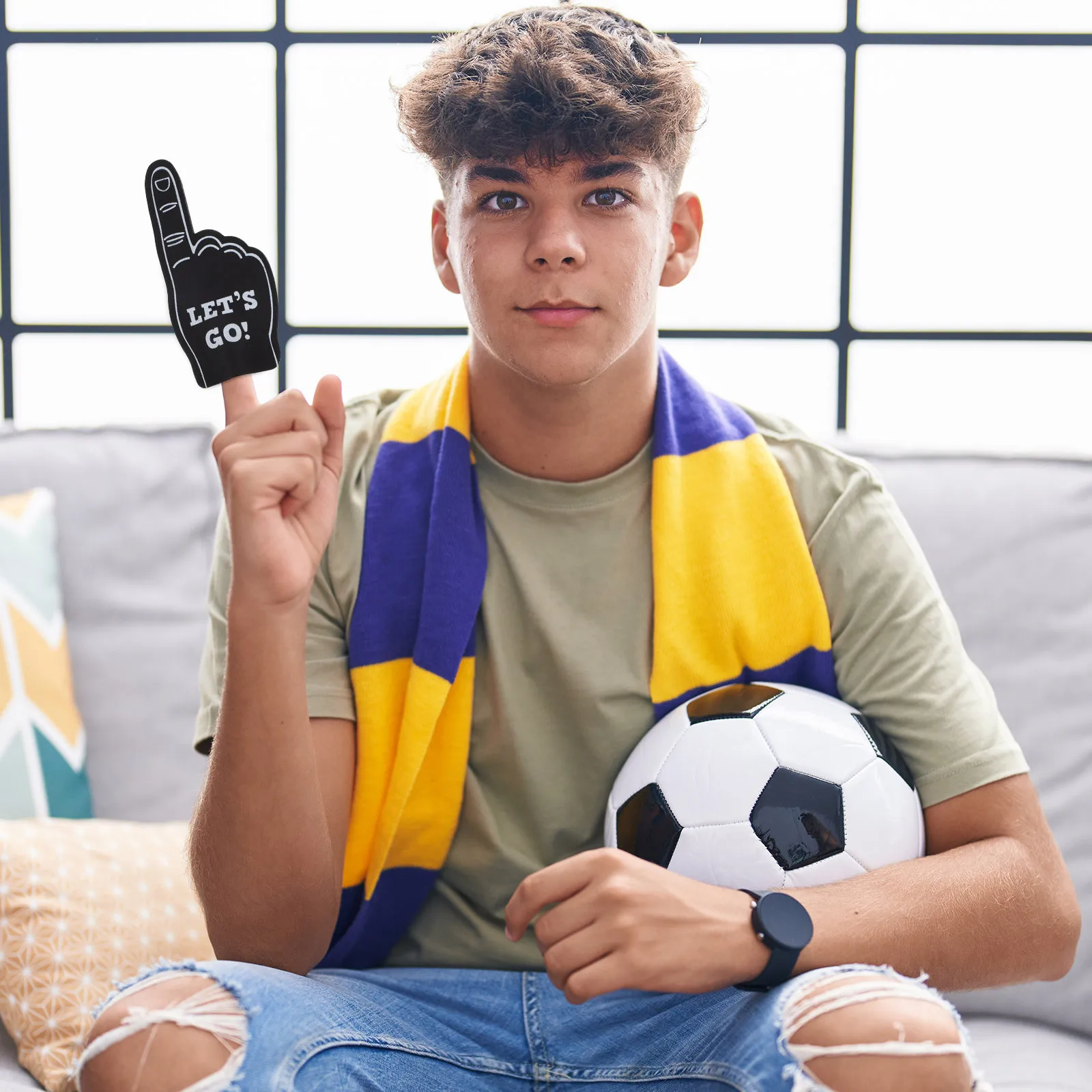 

24Pcs Foam Fingers Comfortable Cartoon Style Sports Event Cheer Props Party Noisemakers Football Supplies Foam Finger