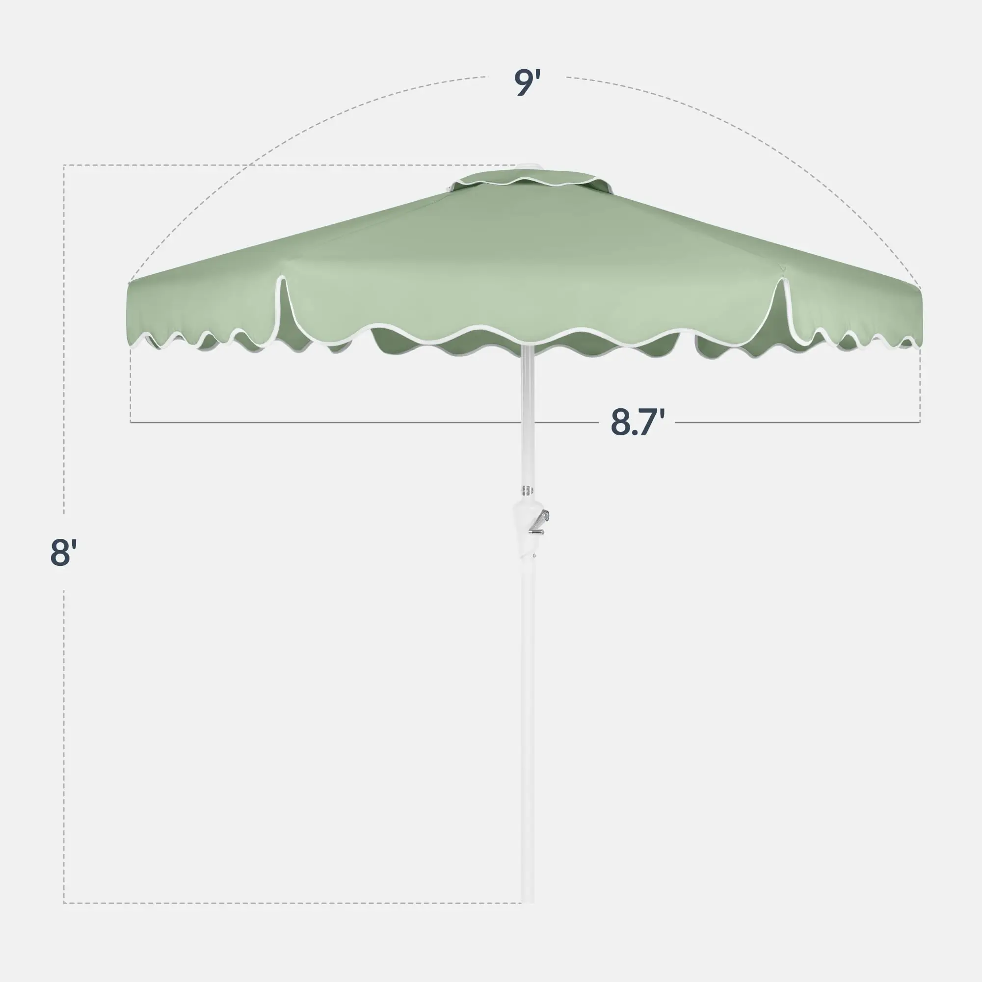 Patio Market Umbrella with Wavy Trim, UV Fade Resistant 210g , Crank & , Wind Vent, Heavy-Duty Fe