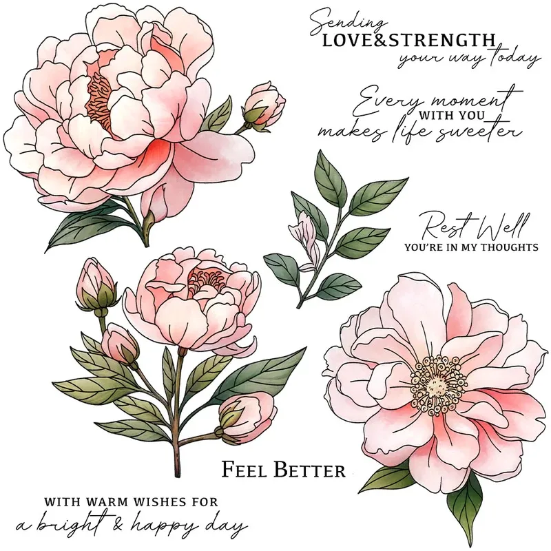 

Spring Camellia Flower Clear Stamp DIY Scrapbooking Supplies Silicone Stamp For Card Making Albums Crafts Decor