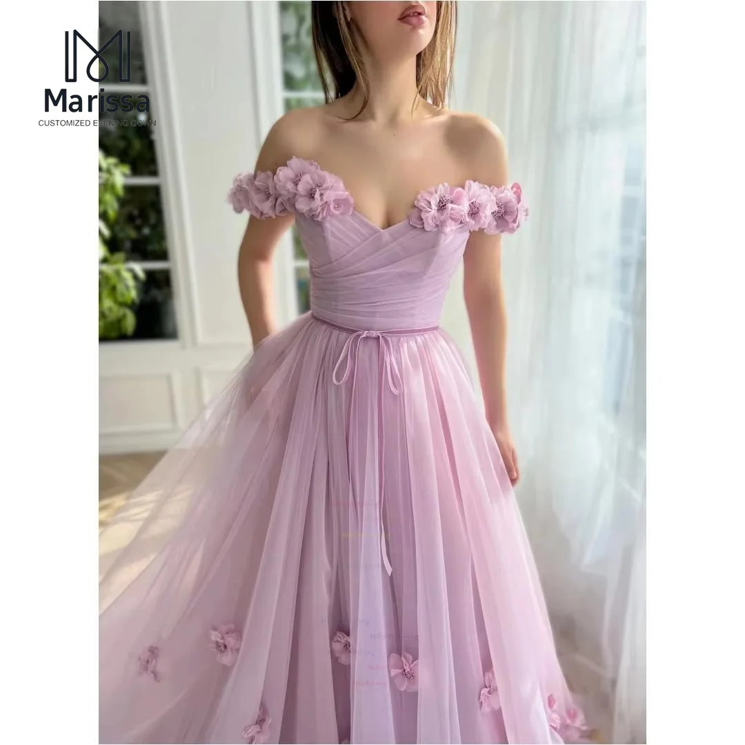 

Marissa Custom Made Elegant Long Dress A-line Tulle Prom Dresses 2025 Luxurious Women's Evening Dresses for Special Occasions