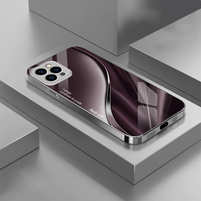 Adecuado para [iPhone 11 12 13 14 15 16 17 AIR Pro Max Plus Mini] nueva funda de teléfono de vidrio chapado, fundas protectoras