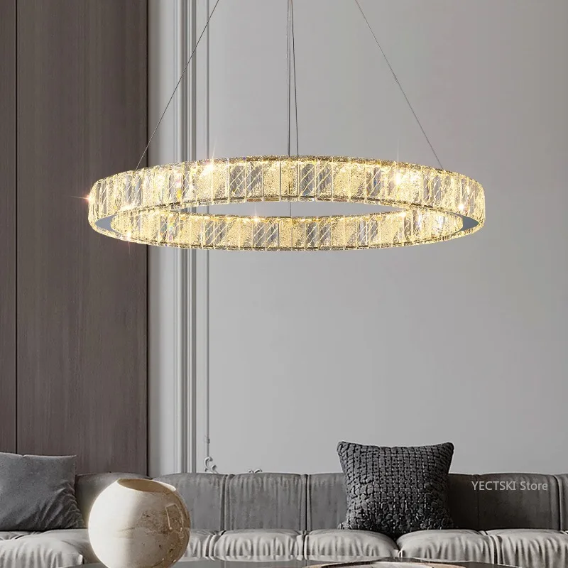 Lampadario di cristallo di lusso leggero, luce del soggiorno, luce principale della sala da pranzo, camera da letto di lusso moderna semplice e luce di studio