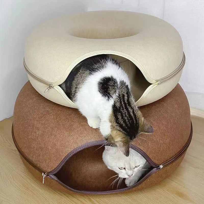 

Donut Pet Cat Tunnel Interactive Bed Toy House Mat Cats Cushion Nest Sleeping Kitten Cave Puppy Home Bed Warm Donut Pet For Toys