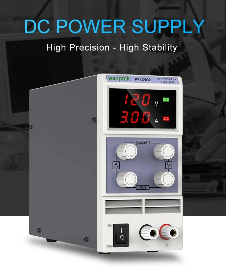 KPS1203D 120V 3A Switching Adjustable DC Power Supply Laboratory Digital LED Display Adjust DC regulated Bench Source diy tool