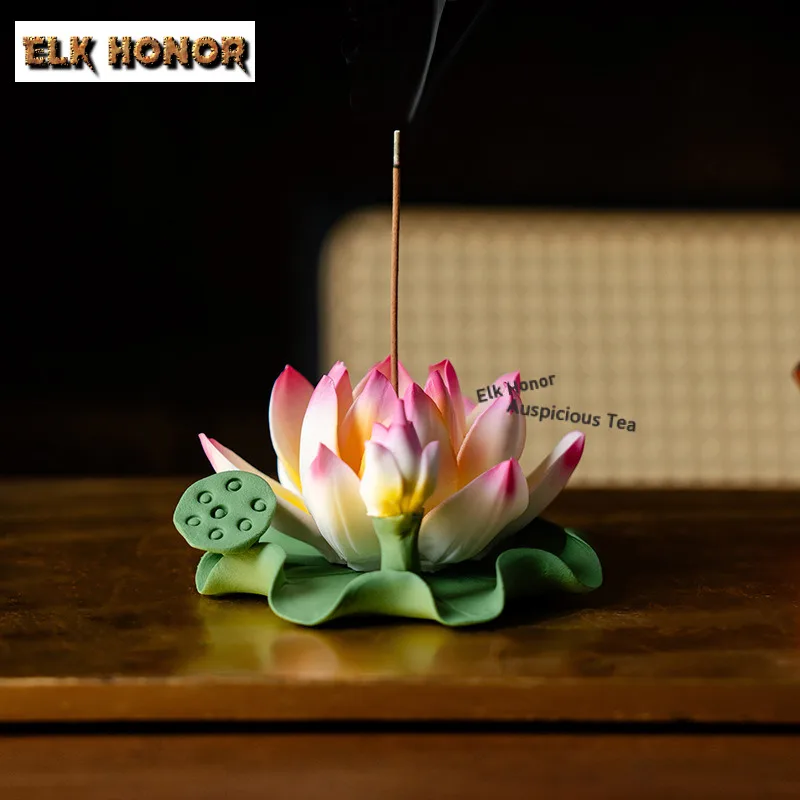 Pink Lotus Hand Pinch Flowers Incense Holder Incense Waterfall Incense Burners Aromatherapy Censer Tableware Accessories Craft