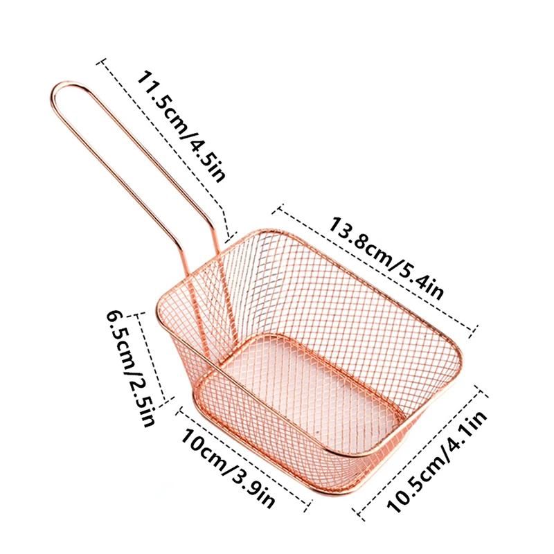 

Stainless Steel Frying Basket Multifunctional Mini French Fries Frying Basket Creative Square Oil Separated Frying Basket