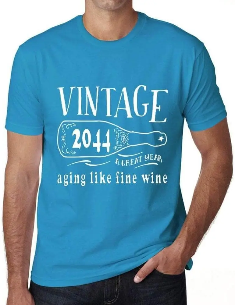 ONE IN THE CITY Men's Graphic T-Shirt Aging Like A Fine Wine 2044 Aqua XXL