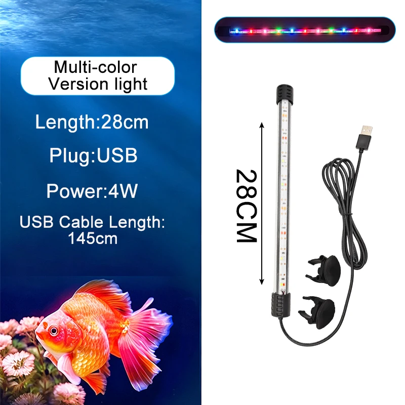 USB-Vollspektrum-Aquarium-LED-Streifenleuchte 18-58cm Wasserdichte Unterwasser-Aquariumlampe für Unterwasserpflanzenwachstum – Detail 13