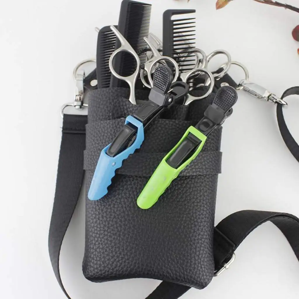 

leather Barbers Scissors Shears Combs Clips Holder Pouch Waist Bag Hairstyle Tool