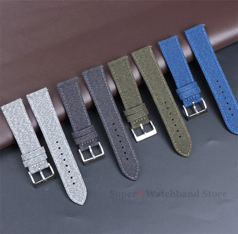 20mm 22mm Premium Nylon Leather Watchband Quick Release Strap Sport Bracelet for Omega Strap for Seiko Vintage Men Accessories