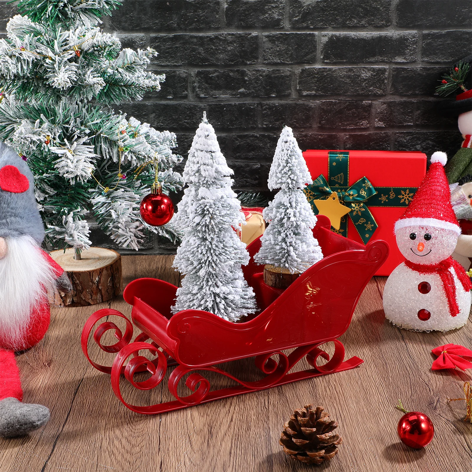 

1pc Sleigh Decoration Plastic Christmas Tree Hanging Ornament Party Christmas Theme Decoration Decor Desktop Holiday Theme