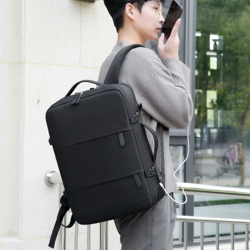 Europe and The United States Business Backpacks Men's Simple USB Portable Laptop Bag Large-capacity Leisure Travel Backpack Men.