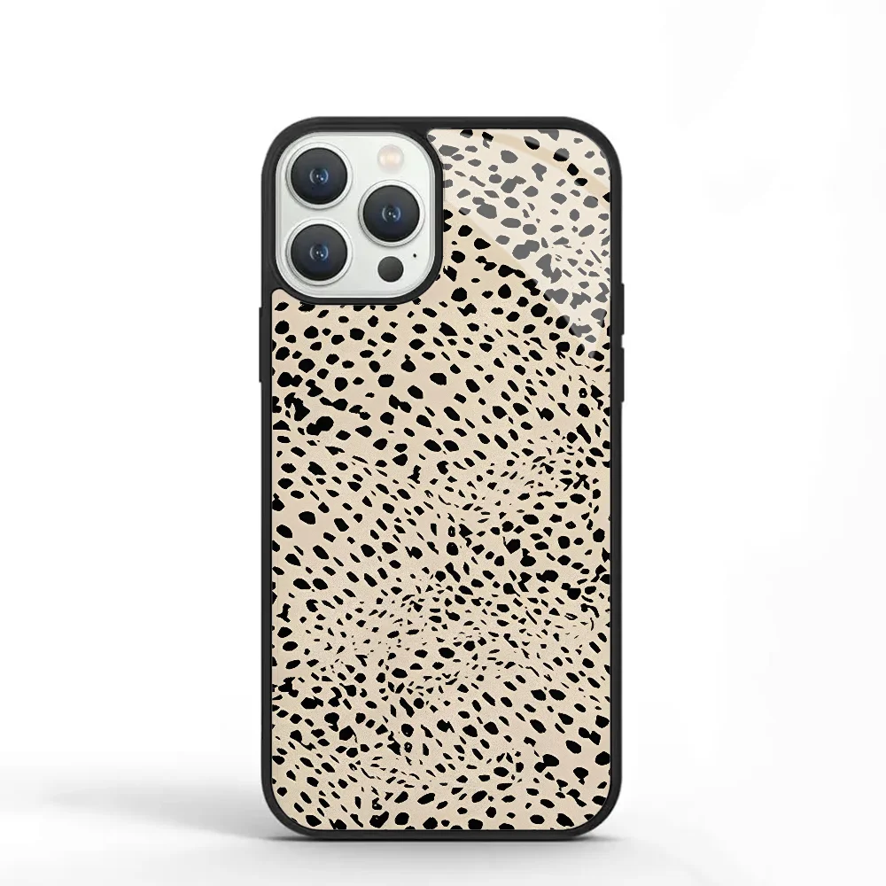 Beige Spotted Phone Case For IPhone 11 12 13 14 15 Plus Pro Max Mirror Acrylic PC TPU Cover