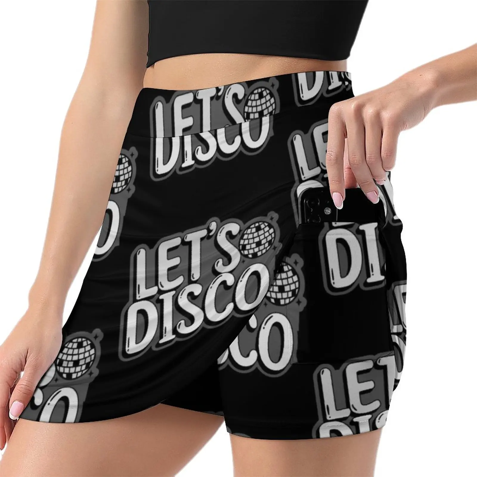 DISCO - Let's Disco Mirror Ball (Grey) Mini Skirt Korean skirts korean summer clothes